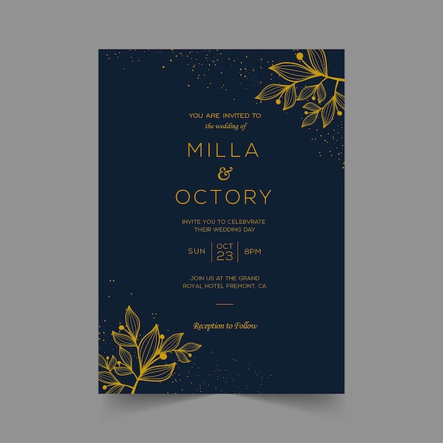 Elegante modello di invito a nozze con decorazione floreale ad acquerello