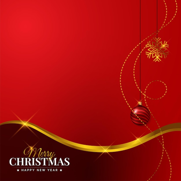 elegante poster dorato di Buon Natale su sfondo rosso