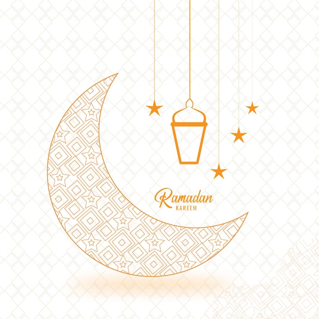 elegante ramadan kareem luna decorativa e lanterne saluto banner design