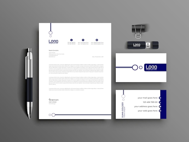 Elegante set di cancelleria rossa mockup