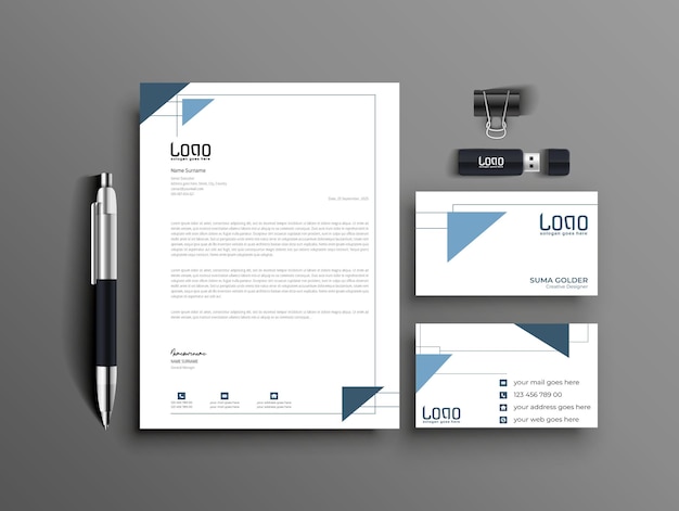 Elegante set di cancelleria rossa mockup