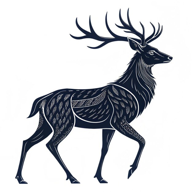 Elegante silhouette di cervo nero disegno vettoriale illustrazione anima selvatica arte