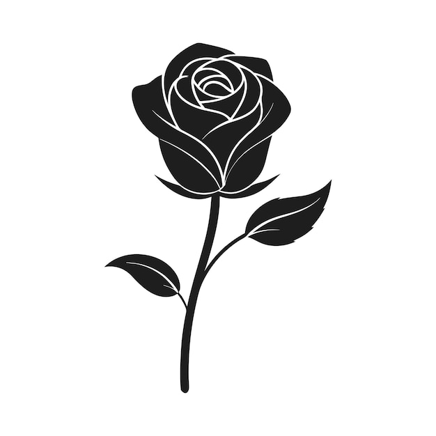 Elegante silhouette floreale vettoriale di rosa nera per la Giornata delle Madri