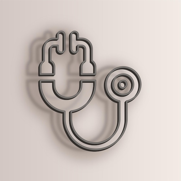 Elegante stetoscopio a effetto filo con sfondo bianco antico