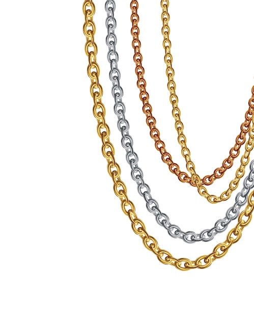 Eleganti collane a catena in metallo stratificato in oro, argento e rame