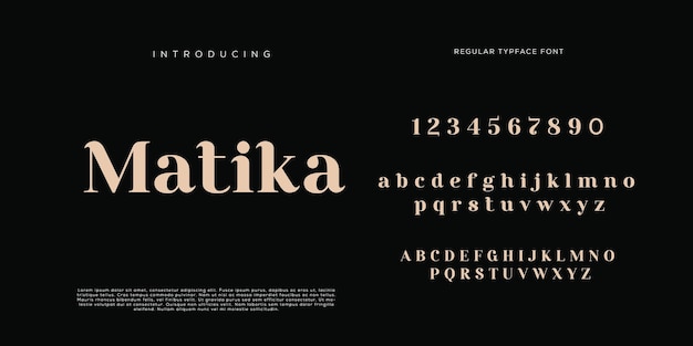 Eleganti lettere dell'alfabeto font e numero con lettere classiche modalità tipografica di design di moda minimale