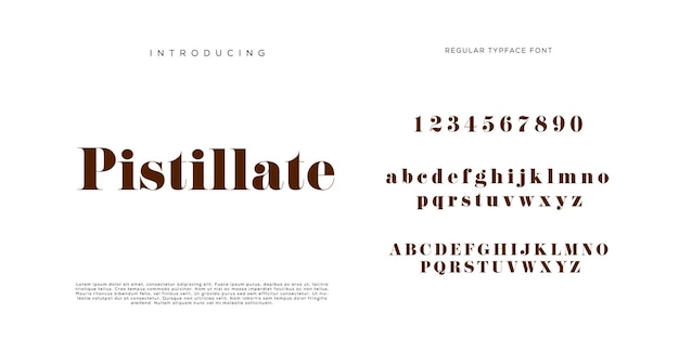 Eleganti lettere dell'alfabeto font e numero con lettere classiche modalità tipografica di design di moda minimale