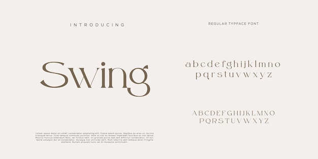 Eleganti lettere dell'alfabeto font e numero con lettere classiche modalità tipografica di design di moda minimale