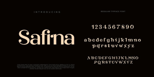 Eleganti lettere dell'alfabeto font e numero con lettere classiche modalità tipografica di design di moda minimale