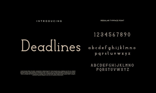 Eleganti lettere dell'alfabeto font e numero con lettere classiche modalità tipografica di design di moda minimale