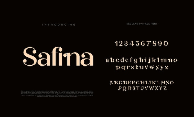 Eleganti lettere dell'alfabeto font e numero con lettere classiche modalità tipografica di design di moda minimale