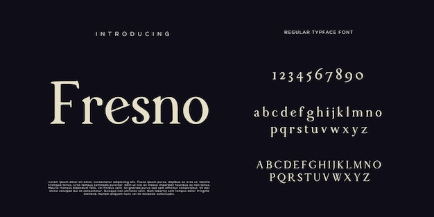 Eleganti lettere dell'alfabeto font e numero con lettere classiche modalità tipografica di design di moda minimale
