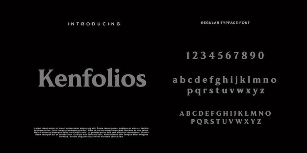 Eleganti lettere dell'alfabeto font e numero con lettere classiche modalità tipografica di design di moda minimale