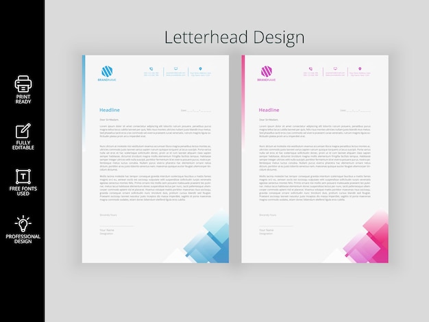Eleganti pacchetti di design per carta intestata pronti per la stampa aziendale moderna professionale
