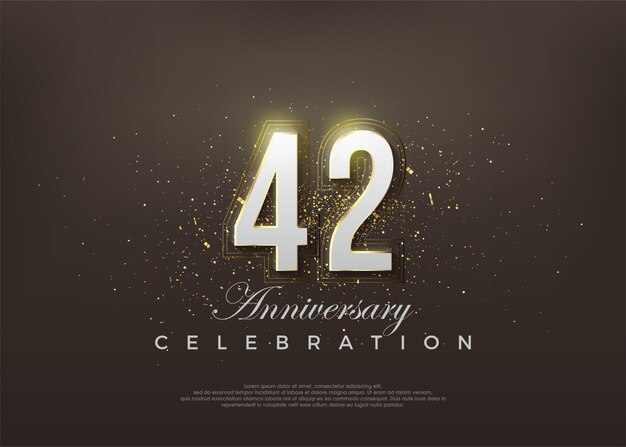 Eleganti sfondi vettoriali premium con numero del 42° anniversario Vettore premium per il saluto di celebrazione del banner poster