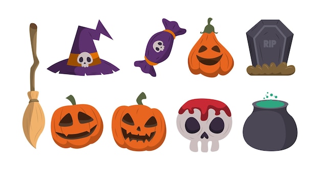 Elementi assorti di Halloween per celebrazioni inquietanti
