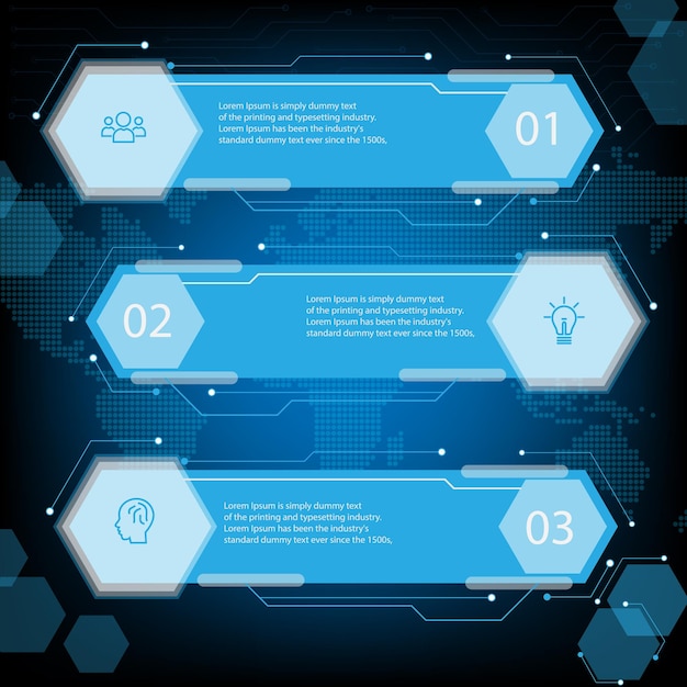 Elementi astratti Infografica Vettore di dati a forma esagonale Modello Concetto di processo