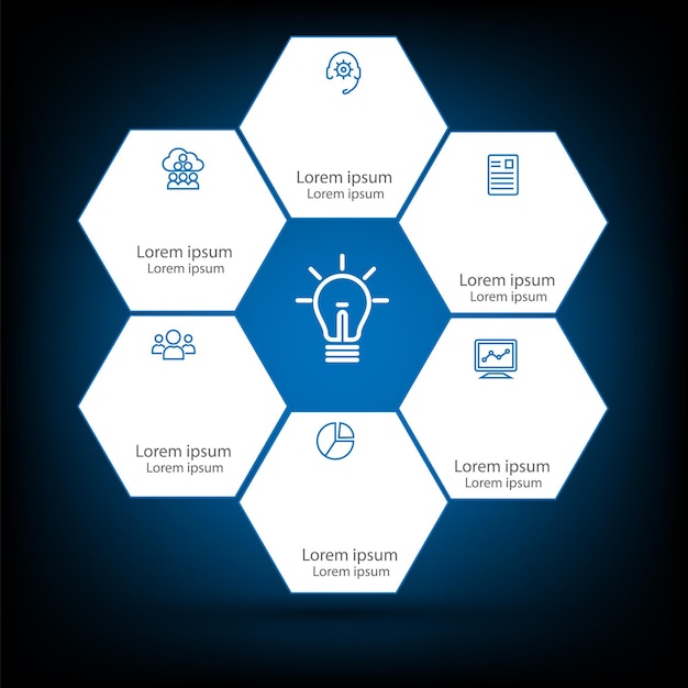 Elementi astratti Infografica Vettore di dati a forma esagonale Modello Concetto di processo