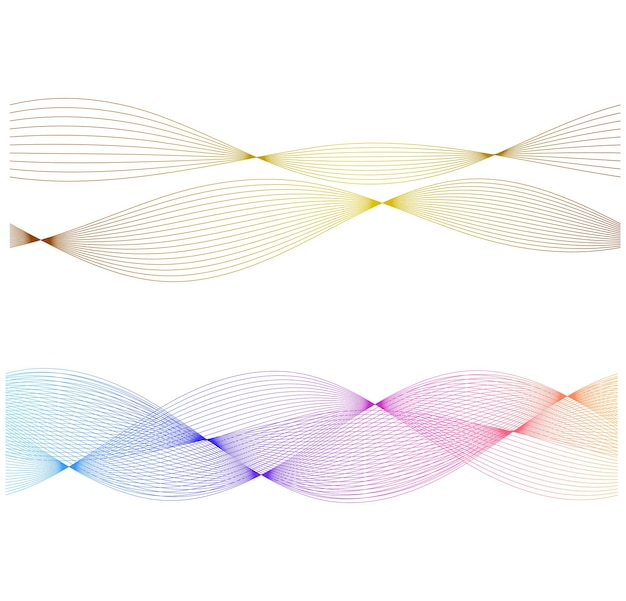 Elementi del set design onde astratte su sfondo bianco isolate strisce d'onda curve per la figura decorativa