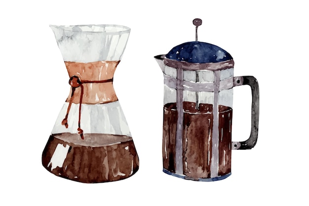 Elementi dell'acquerello della teiera del caffè turco Clipart del caffè