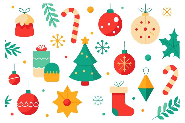 Elementi di decorazione di Buon Natale Disegno a disegno