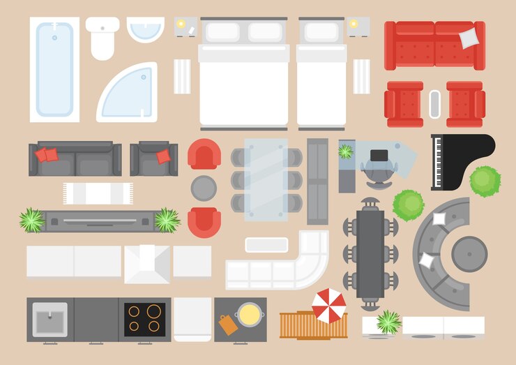 Elementi di design di arredamento d'interni della casa in stile moderno