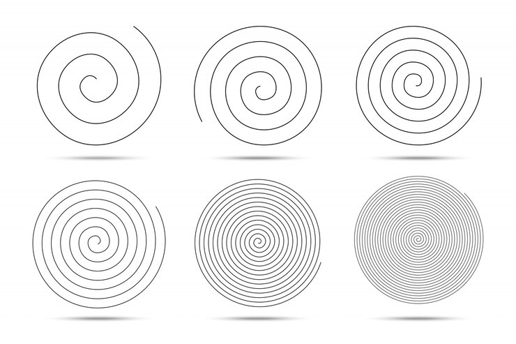 Elementi di design di cerchi a spirale.