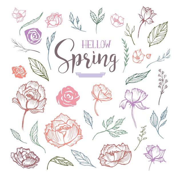 Elementi di design floreale di Hello Spring
