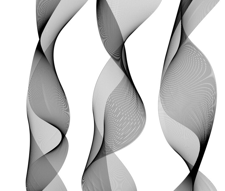 Vettore elementi di design linee ondulate monocromatiche su sfondo bianco isolated01