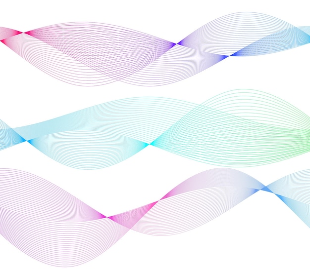 Elementi di design Onda di molte linee di colore Astratte strisce ondulate verticali su sfondo bianco isolato Creative line art