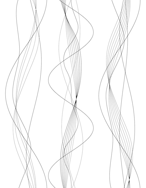 Elementi di design Onda di molte linee grigie Strisce ondulate astratte su sfondo bianco isolato Line art creative Illustrazione vettoriale EPS 10 Onde lucide colorate con linee create utilizzando lo strumento Blend