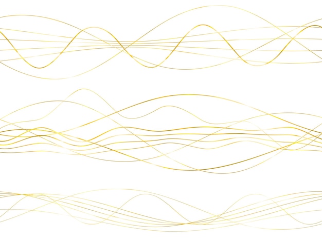 Elementi di design Onda di molte linee scintillanti Strisce ondulate astratte su sfondo bianco isolato Linea creativa arte Illustrazione vettoriale EPS 10 stile art deco per modello di lusso invito a nozze