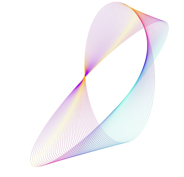 Elementi di design Onda di molte linee scintillanti Strisce ondulate bagliore astratte su sfondo bianco isolato Linea artistica creativa Illustrazione vettoriale EPS 10 Onde colorate con linee create utilizzando Blend