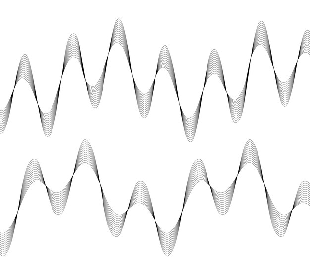 Elementi di design Onda di molte linee Strisce ondulate verticali astratte su sfondo bianco isolato Line art creativa Illustrazione vettoriale EPS 10 Onde colorate con linee create utilizzando lo strumento di fusione