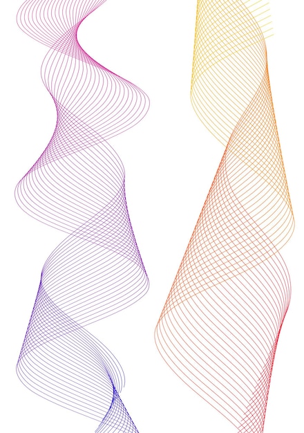 Elementi di design Onda di molte linee Strisce ondulate verticali astratte su sfondo bianco isolato Line art creativa Illustrazione vettoriale EPS 10 Onde colorate con linee create utilizzando lo strumento di fusione
