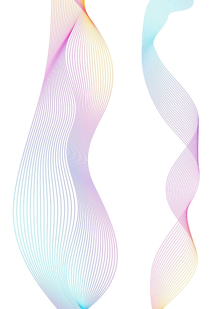 Elementi di design Onda di molte linee Strisce ondulate verticali astratte su sfondo bianco isolato Line art creativa Illustrazione vettoriale EPS 10 Onde colorate con linee create utilizzando lo strumento di fusione
