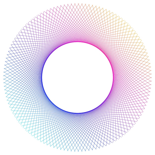 Elementi di design Onda di molte linee viola anello circolare Strisce ondulate verticali astratte su sfondo bianco isolato Illustrazione vettoriale EPS 10 Onde colorate con linee create utilizzando lo strumento Blend