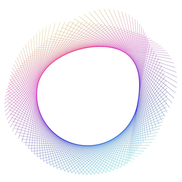 Elementi di design Onda di molte linee viola anello circolare Strisce ondulate verticali astratte su sfondo bianco isolato Illustrazione vettoriale EPS 10 Onde colorate con linee create utilizzando lo strumento Blend