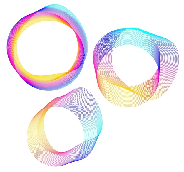Elementi di design Onda di molte linee viola anello circolare Strisce ondulate verticali astratte su sfondo bianco isolato Illustrazione vettoriale EPS 10 Onde colorate con linee create utilizzando lo strumento Blend