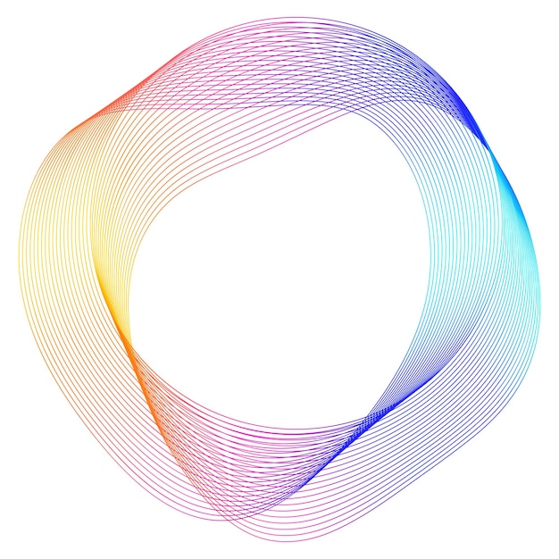 Elementi di design Onda di molte linee viola anello circolare Strisce ondulate verticali astratte su sfondo bianco isolato Illustrazione vettoriale EPS 10 Onde colorate con linee create utilizzando lo strumento Blend