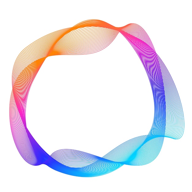 Elementi di design Onda di molte linee viola anello circolare Strisce ondulate verticali astratte su sfondo bianco isolato Illustrazione vettoriale EPS 10 Onde colorate con linee create utilizzando lo strumento Blend