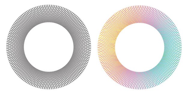 Elementi di design Onda di molte linee viola anello circolare Strisce ondulate verticali astratte su sfondo bianco isolato Illustrazione vettoriale EPS 10 Onde colorate con linee create utilizzando lo strumento Blend