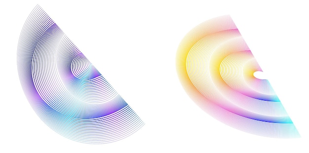 Elementi di design Onda di molte linee viola anello circolare Strisce ondulate verticali astratte su sfondo bianco isolato Illustrazione vettoriale EPS 10 Onde colorate con linee create utilizzando lo strumento Blend