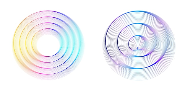 Elementi di design Onda di molte linee viola anello circolare Strisce ondulate verticali astratte su sfondo bianco isolato Illustrazione vettoriale EPS 10 Onde colorate con linee create utilizzando lo strumento Blend
