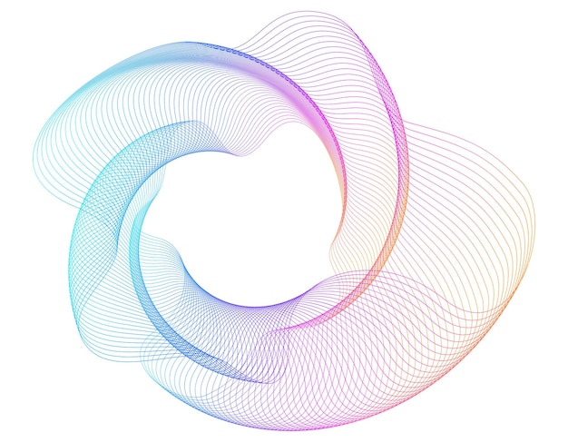 Elementi di design Onda di molte linee viola anello circolare Strisce ondulate verticali astratte su sfondo bianco isolato Illustrazione vettoriale EPS 10 Onde colorate con linee create utilizzando lo strumento Blend