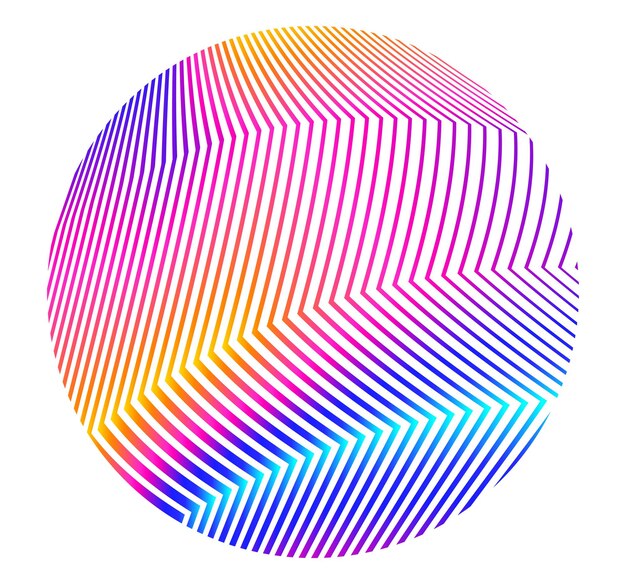 Elementi di design Onda di molte linee viola anello circolare Strisce ondulate verticali astratte su sfondo bianco isolato Illustrazione vettoriale EPS 10 Onde colorate con linee create utilizzando lo strumento Blend