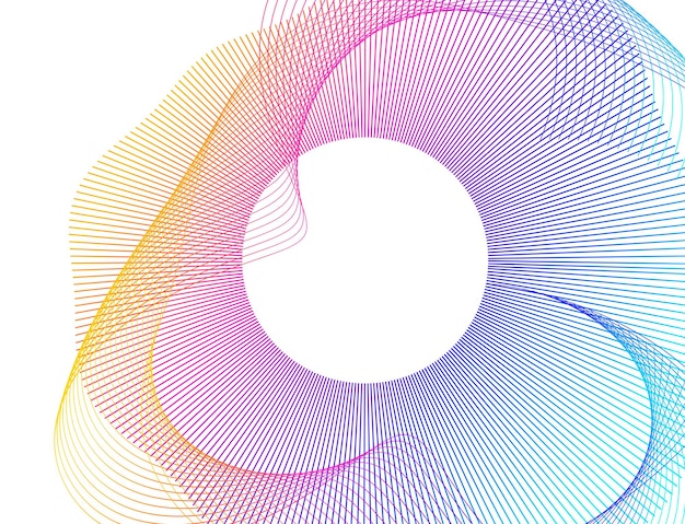 Elementi di design Onda di molte linee viola anello circolare Strisce ondulate verticali astratte su sfondo bianco isolato Illustrazione vettoriale EPS 10 Onde colorate con linee create utilizzando lo strumento Blend