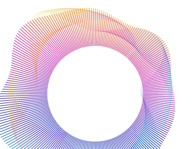 Elementi di design Onda di molte linee viola anello circolare Strisce ondulate verticali astratte su sfondo bianco isolato Illustrazione vettoriale EPS 10 Onde colorate con linee create utilizzando lo strumento Blend