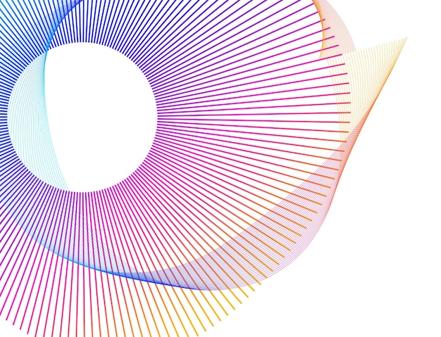 Elementi di design Onda di molte linee viola anello circolare Strisce ondulate verticali astratte su sfondo bianco isolato Illustrazione vettoriale EPS 10 Onde colorate con linee create utilizzando lo strumento Blend
