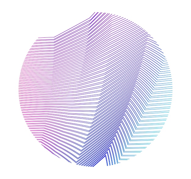 Elementi di design Onda di molte linee viola anello circolare Strisce ondulate verticali astratte su sfondo bianco isolato Illustrazione vettoriale EPS 10 Onde colorate con linee create utilizzando lo strumento Blend